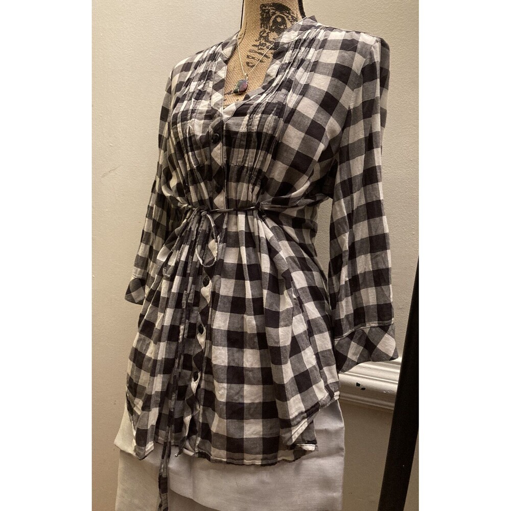 Y2K Vintage Be Bop Black & White Plaid Top Medium Large Juniors shirt Womens